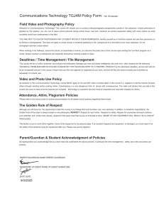 Communications Technology TGJ4M Course Policy Form