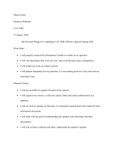 Personal Pledge for CAS 100B Effective Speech Course