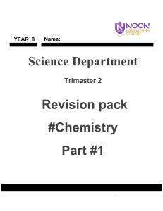 Year 8 Chemistry Revision Pack: Part 1