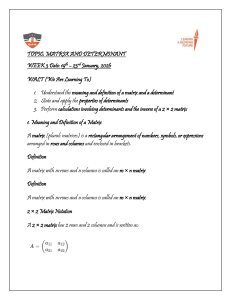 Matrix and Determinant: Week 3 Lesson