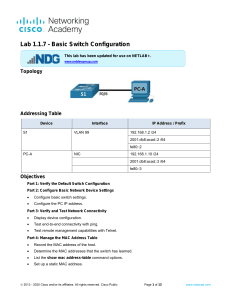 Cisco Lab 1.1.7: Basic Switch Configuration