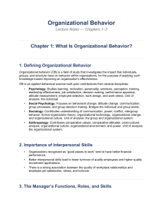 Organizational Behavior Lecture Notes Chapters 1-3