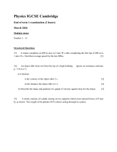 Physics IGCSE Cambridge Term 1 Exam March 2026