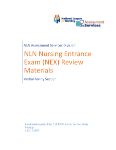NLN NEX Verbal Ability Review Materials