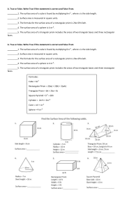 Surface Area Math Worksheet