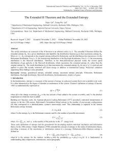 Extended H Theorem and Entropy: Gas Distribution Research