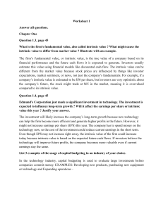 Worksheet 1: Intrinsic Value & Capital Budgeting