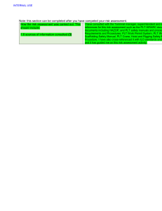 Risk Assessment Sources: PLT Manuals & ILO Standards