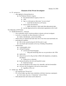 Elements of the Private Investigator: Detective Fiction Guide