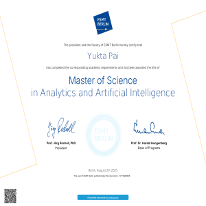 ESMT Berlin Master of Science Analytics AI Diploma
