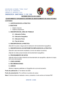 Levantamiento Topogr&aacute;fico para Sistema de Agua Potable
