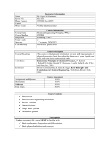 Chemical Engineering Principles Syllabus 2024/2025