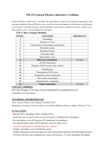 PH 151 General Physics Laboratory I Syllabus - KAIST