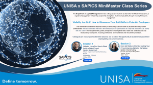 UNISA SAPICS MiniMaster Class: Soft Skills for Employers