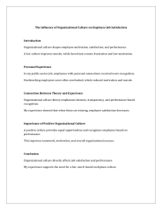 Organizational Culture and Job Satisfaction