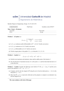 Calculus II Final Exam - Universidad Carlos III de Madrid