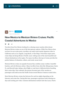 New Mexico to Mexican Riviera Cruises: Pacific Adventures