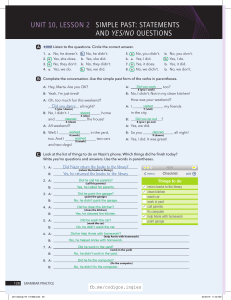 Simple Past Workbook: Statements & Yes/No Questions