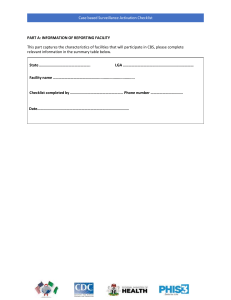 Case Based Surveillance Activation Checklist