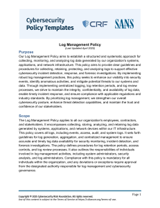 Log Management Policy - Cybersecurity Framework