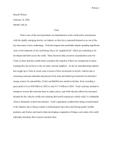 Tesla Business Analysis Essay