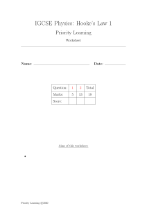 IGCSE Physics Worksheet: Hooke's Law Experiment