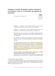 Trajet&oacute;ria da Gest&atilde;o P&uacute;blica Brasileira: Reformas e Agendas