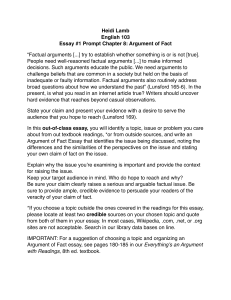 English 103 Essay Prompt: Argument of Fact