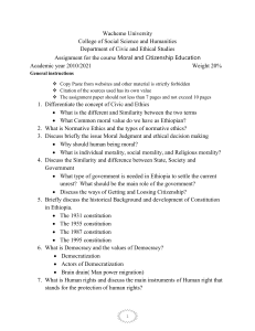 Ethiopian Moral and Citizenship Education Assignment