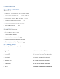 Quadrilateral Worksheet: Properties and Matching