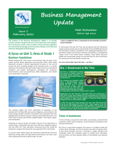 Business Management Update: Rio Tinto Case Study for VCE Unit 3
