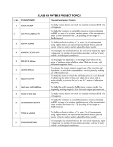 Class 12 Physics Project Topics List