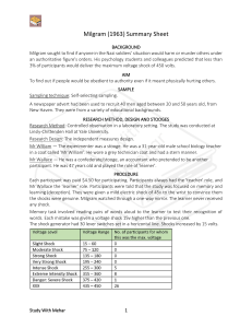 Milgram 1963 Obedience Study Summary