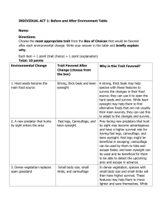 Natural Selection Worksheet: Environment & Traits