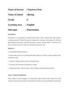 Grade 3 English Punctuation Project