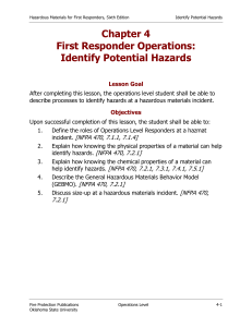 Chapter 4: Identify Potential Hazards for First Responders