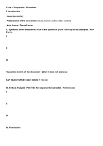 Colle - Preparation Worksheet