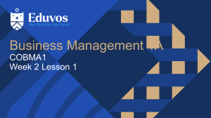 Business Management 1A: Entrepreneurship & Business Plans