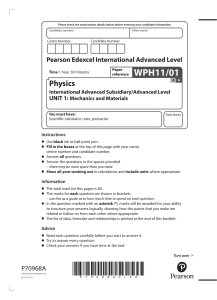 Edexcel Physics Unit 1 Mechanics and Materials Exam Paper