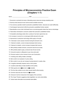 Microeconomics Practice Exam Chapters 1-7