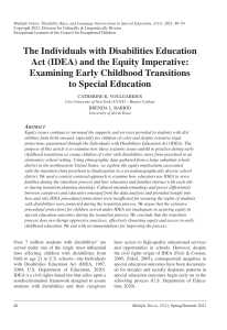 IDEA and Equity: Early Childhood Special Education Transitions