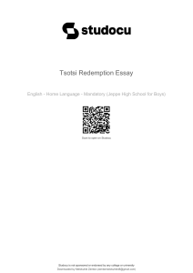 Tsotsi Redemption Essay Analysis