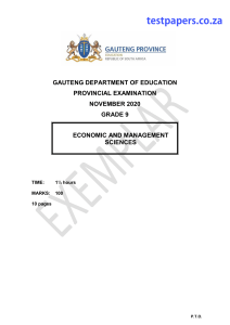 Grade 9 Economic and Management Sciences Exam