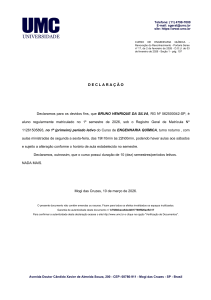 Declara&ccedil;&atilde;o de Matr&iacute;cula - Engenharia Qu&iacute;mica - UMC