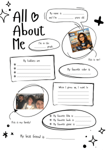 All About Me Worksheet