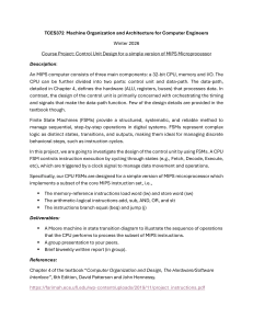 MIPS Microprocessor Control Unit Design Project
