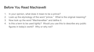 Before You Read Machiavelli Worksheet
