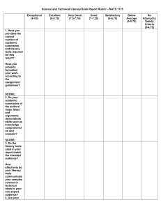 Science & Technical Literacy Book Report Rubric - NATS 1775