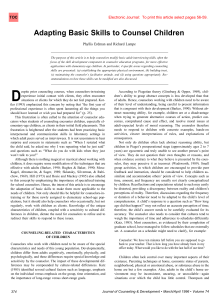 Adapting Counseling Skills for Children: A Journal Article