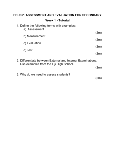 EDU651 Week 1 Tutorial: Assessment & Evaluation